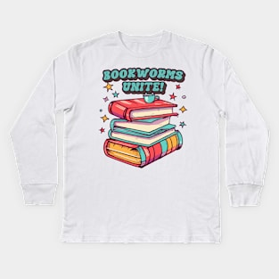 Bookworms Unite, Funny Book Lover Kids Long Sleeve T-Shirt